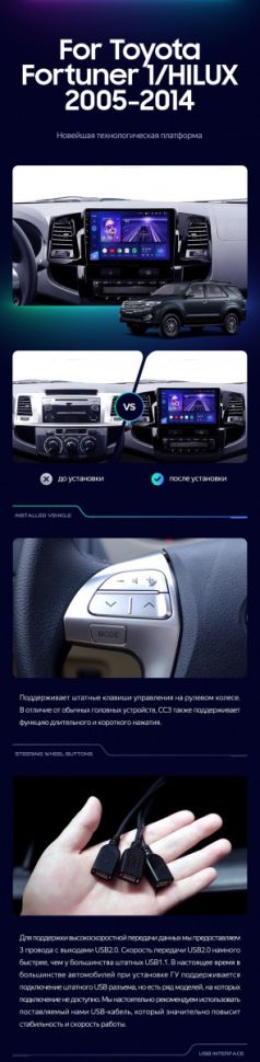 Штатная магнитола Teyes CC3 2K 4/64 Toyota Fortuner (2008-2014) F1