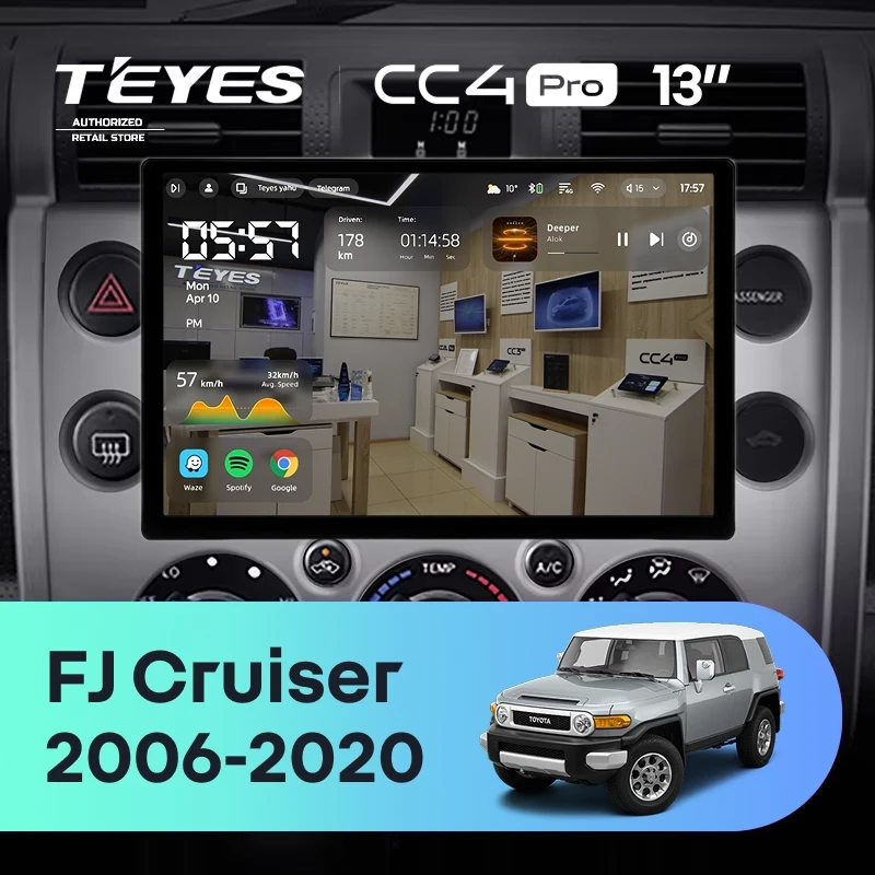 Штатная магнитола Teyes CC4 Pro 12/256 Toyota FJ Cruiser J15 (2006-2020) F2 (13")