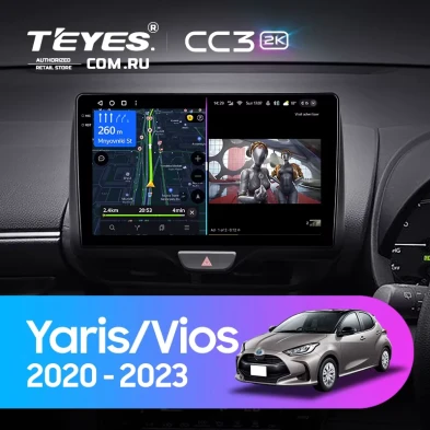 Штатная магнитола Teyes CC3 2K 6/128 Toyota Yaris (2020-2023) Правый руль
