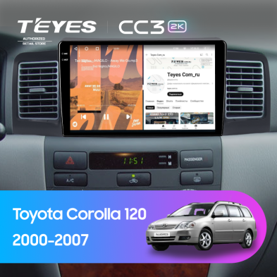 Штатная магнитола Teyes CC3 2K 4/64 Toyota Corolla 120 (2000-2007) (черная) F1