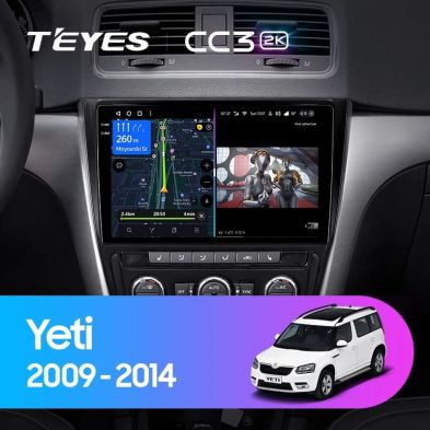 Штатная магнитола Teyes CC3 2K 4/32 Skoda Yeti 5L (2009-2014) (10 inch Universal)