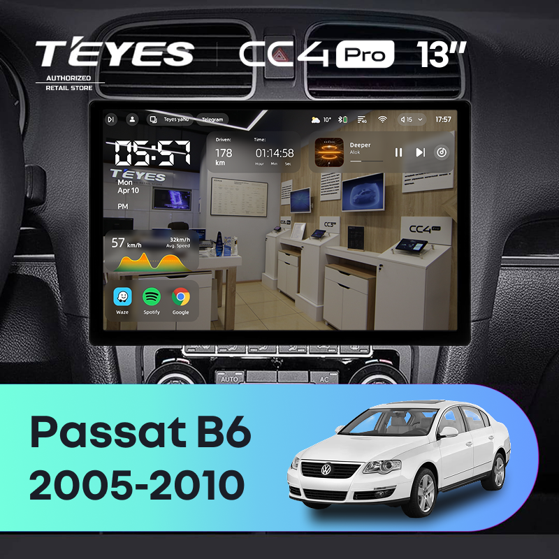 Штатная магнитола Teyes CC4 Pro 8/128 Volkswagen Passat B6 (2005-2010) (13")