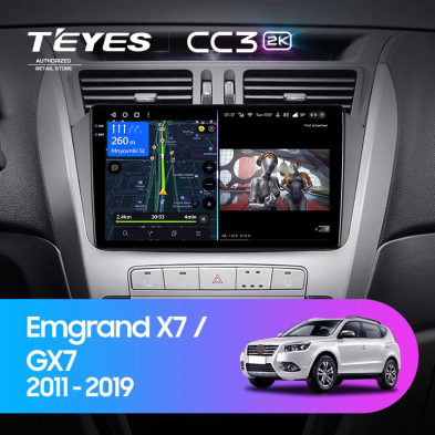 Штатная магнитола Teyes CC3 2K 360 6/128 Geely Emgrand X7 1 GX7 EX7 (2011-2019)