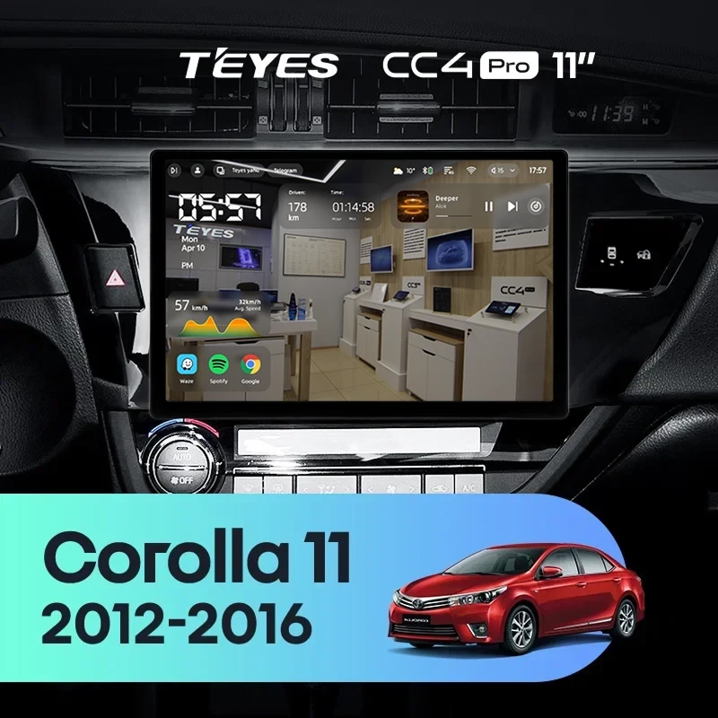 Штатная магнитола Teyes CC4 Pro 8/128 Toyota Corolla (2012-2016) Тип-A (11")