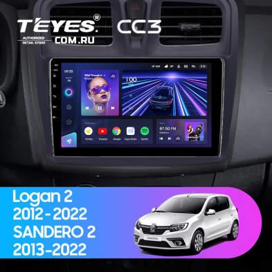 Штатная магнитола Teyes CC3 4/32 Renault Logan 2 (2012-2022) F1 (10")