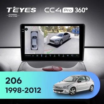 Штатная магнитола Teyes CC4 Pro 360 8/128 Peugeot 206 T13 T16 T12 (1998-2012) F2