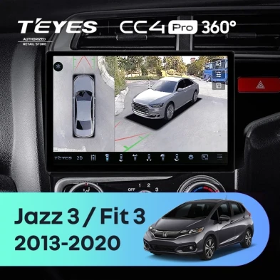 Штатная магнитола Teyes CC4 Pro 360 8/128 Honda Fit 3 GP GK (2013-2020) Тип-A Правый руль (11")