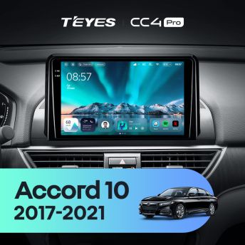 Штатная магнитола Teyes CC4 Pro 8/128 Honda Accord 10 CV (2017-2021) Тип-A