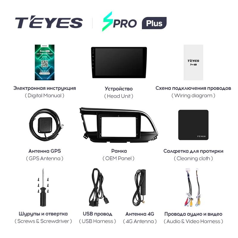 Штатная магнитола Teyes SPRO Plus 6/128 Hyundai Elantra 6 (2018-2020) Тип-A