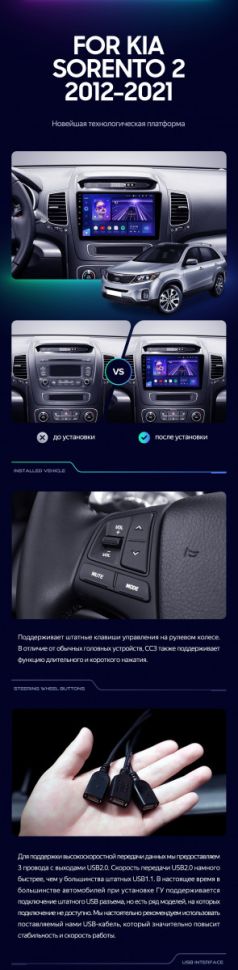 Штатная магнитола Teyes CC3 4/32 Kia Sorento 2 II XM (2012-2021) F2
