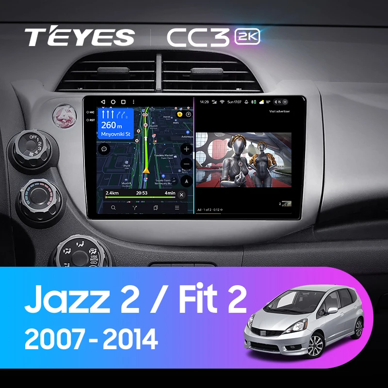 Штатная магнитола Teyes CC3 2K 360 6/128 Honda Jazz 2 (2007-2014)