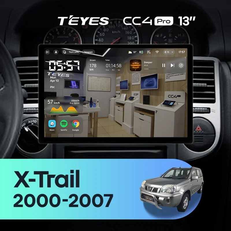 Штатная магнитола Teyes CC4 Pro 8/128 Nissan X-Trail T30 (2000-2007) F1 (13")