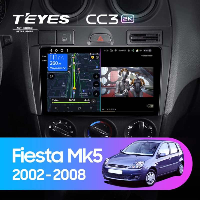 Штатная магнитола Teyes CC3 2K 360 6/128 Ford Fiesta Mk5 (2002-2008)