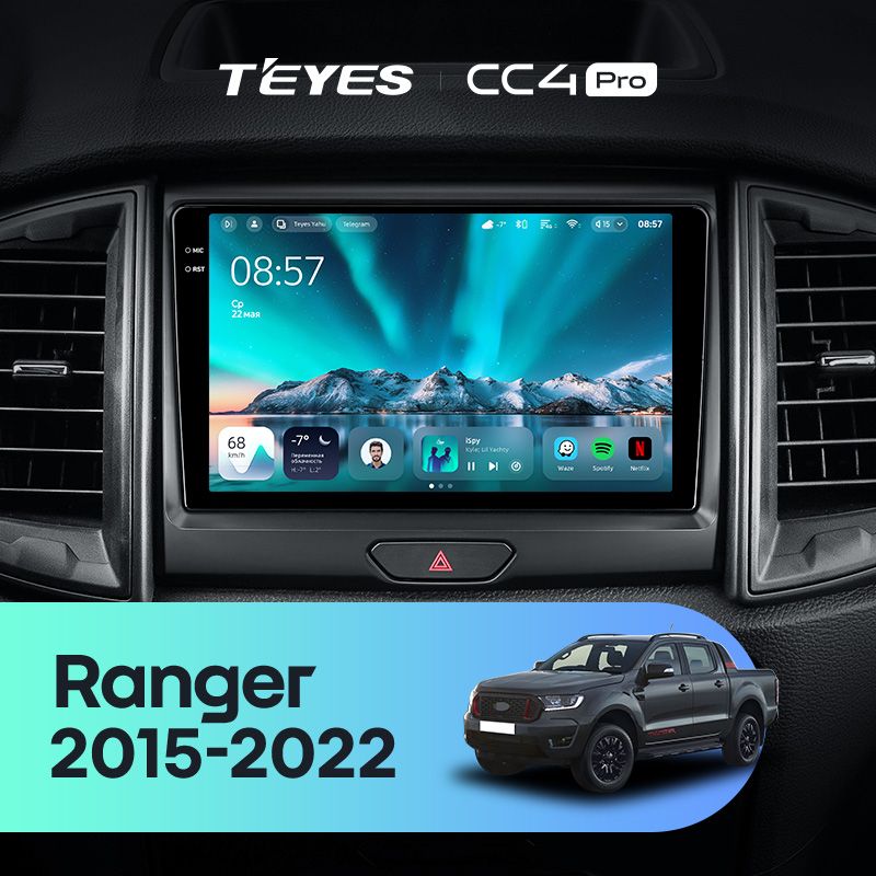 Штатная магнитола Teyes CC4 Pro 12/256 Ford Ranger P703 (2015-2022) Тип-A