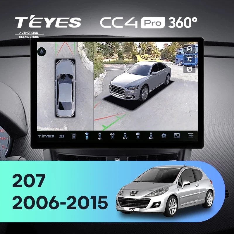 Штатная магнитола Teyes CC4 Pro 360 8/128 Peugeot 207 (2006-2015) (13")