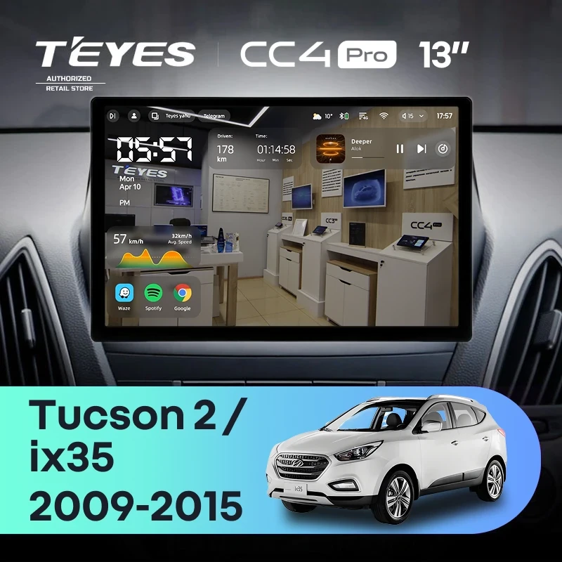 Штатная магнитола Teyes CC4 Pro 12/256 Hyundai ix35 (2009-2015) (Tucson 2) Тип-C (13")