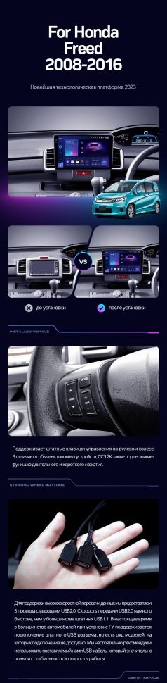 Штатная магнитола Teyes CC3 2K 4/64 Honda Freed 1 (2008-2016) Правый руль