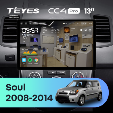 Штатная магнитола Teyes CC4 Pro 8/128 Kia Soul 1 (2008-2014) (13")