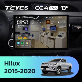 Штатная магнитола Teyes CC4 Pro 12/256 Toyota Hilux Pick Up (2015-2020) (13")
