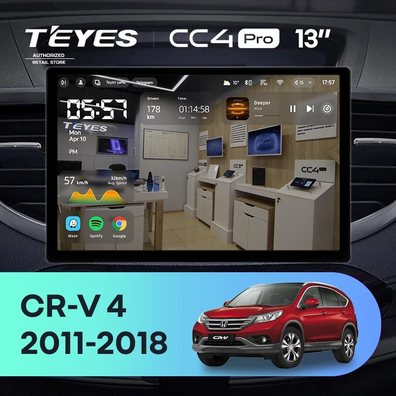 Штатная магнитола Teyes CC4 Pro 12/256 Honda CR-V 4 RM RE (2011-2018) Тип-A (13")