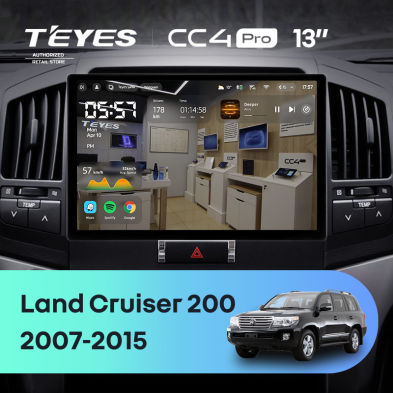 Штатная магнитола Teyes CC4 Pro 12/256 Toyota Land Cruiser 200 (2007-2015) F1 (13")