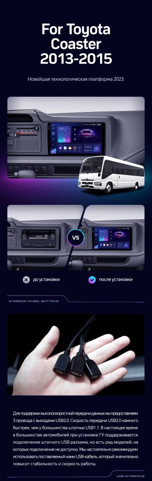 Штатная магнитола Teyes CC3L 4/32 Toyota Coaster (2013-2015)