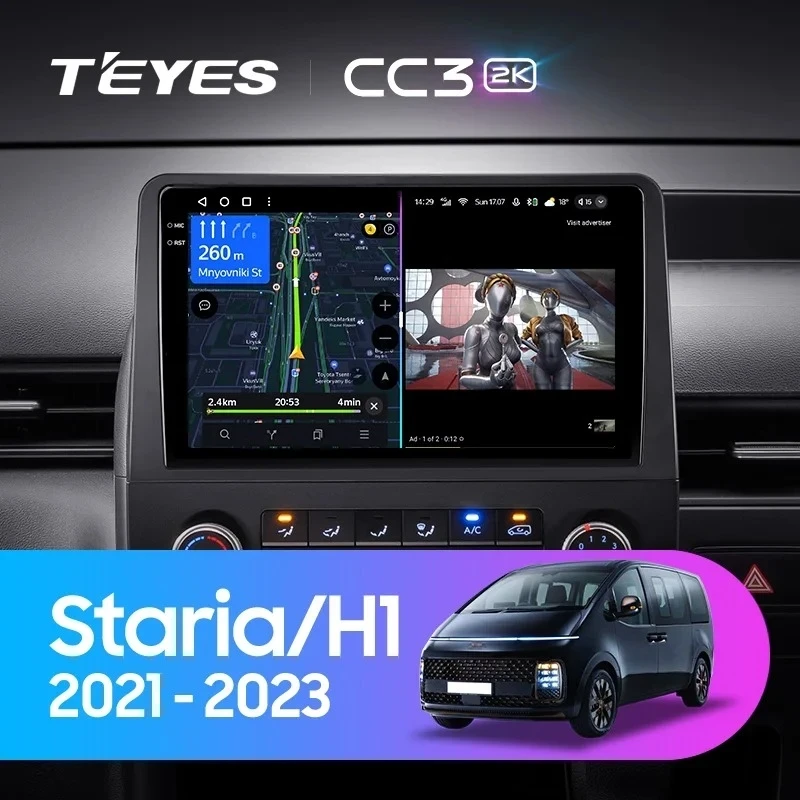 Штатная магнитола Teyes CC3 2K 360 6/128 Hyundai Staria H1 (2021-2023)