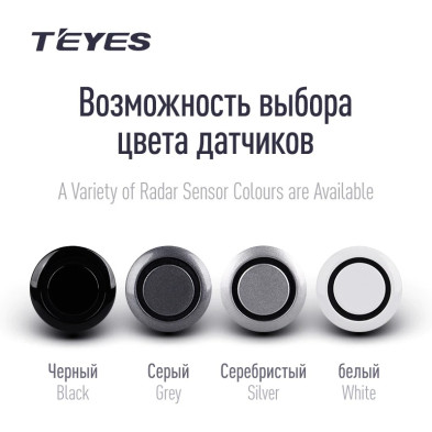 Передние парктроники Teyes R1 для CC4 Pro / CC4 / CC4L / CC3 2K / CC3 / CC3L / CC2 Plus / SPRO Plus / TPRO2 / LUX ONE (Черные)