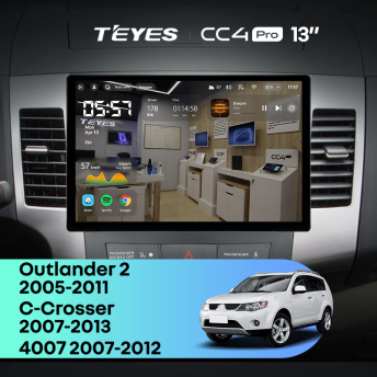 Штатная магнитола Teyes CC4 Pro 8/128 Peugeot 4007 (2007-2012) Тип-B (13")