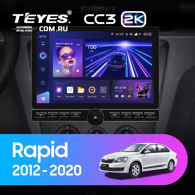 Штатная магнитола Teyes CC3 2K 6/128 Skoda Rapid NH3 NH1 (2012-2020) (13" с кнопками) (10 inch Universal)