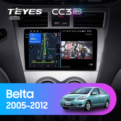 Штатная магнитола Teyes CC3 2K 360 6/128 Toyota Belta (2005-2012)