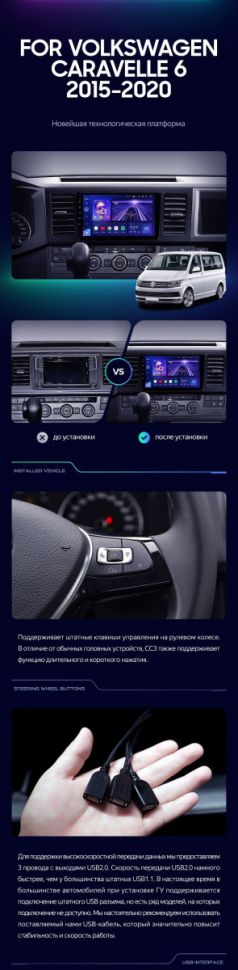 Штатная магнитола Teyes CC3 2K 4/32 Volkswagen Caravelle T6 (2015-2020)