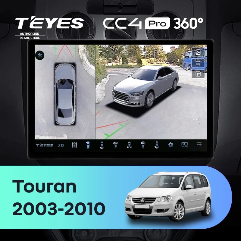 Штатная магнитола Teyes CC4 Pro 360 8/128 Volkswagen Touran 1 (2003-2010) F2 (13")