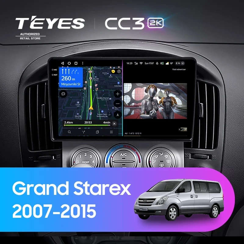 Штатная магнитола Teyes CC3 2K 4/32 Hyundai Grand Starex (2007-2015) F1