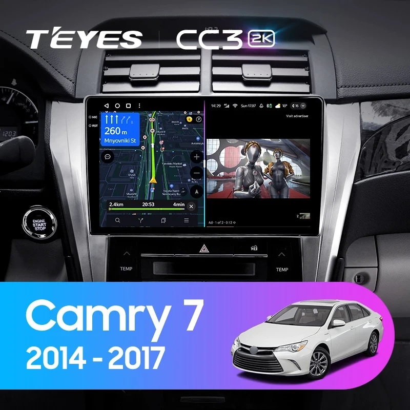 Штатная магнитола Teyes CC3 2K 4/32 Toyota Camry 7 XV 50 55 (2014-2017) F4