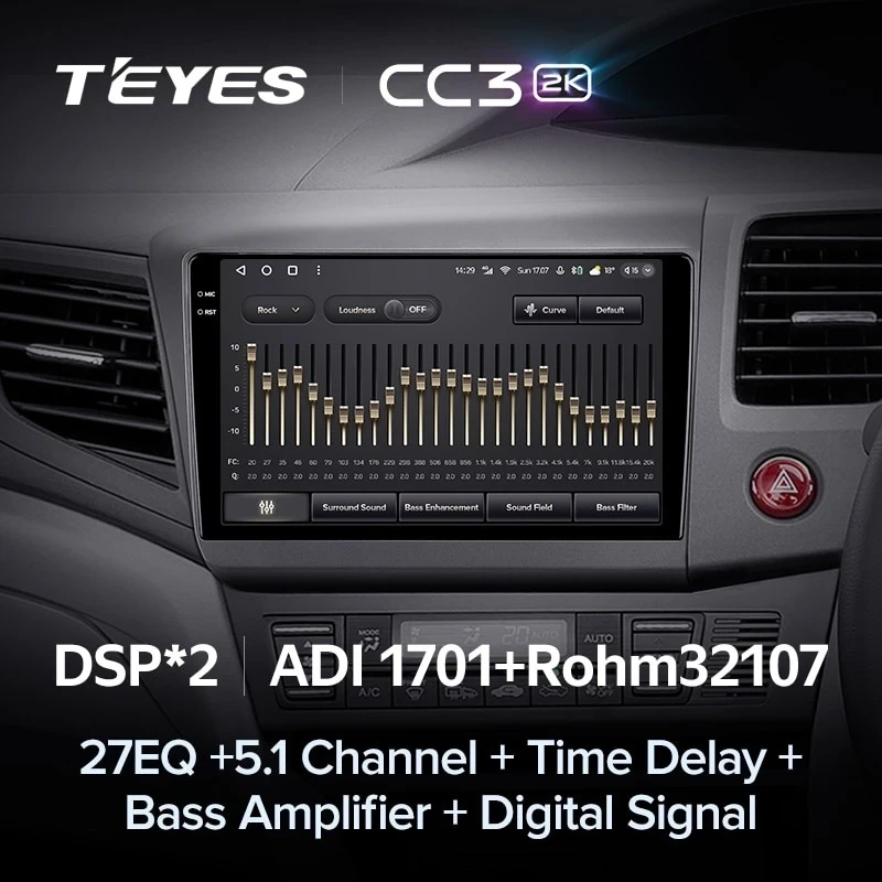 Штатная магнитола Teyes CC3 2K 4/32 Honda Civic 9 FB FK FD (2011-2015) Правый руль