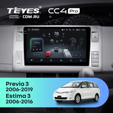 Штатная магнитола Teyes CC4 Pro 8/128 Toyota Previa XR50 3 (2006-2019) Правый руль