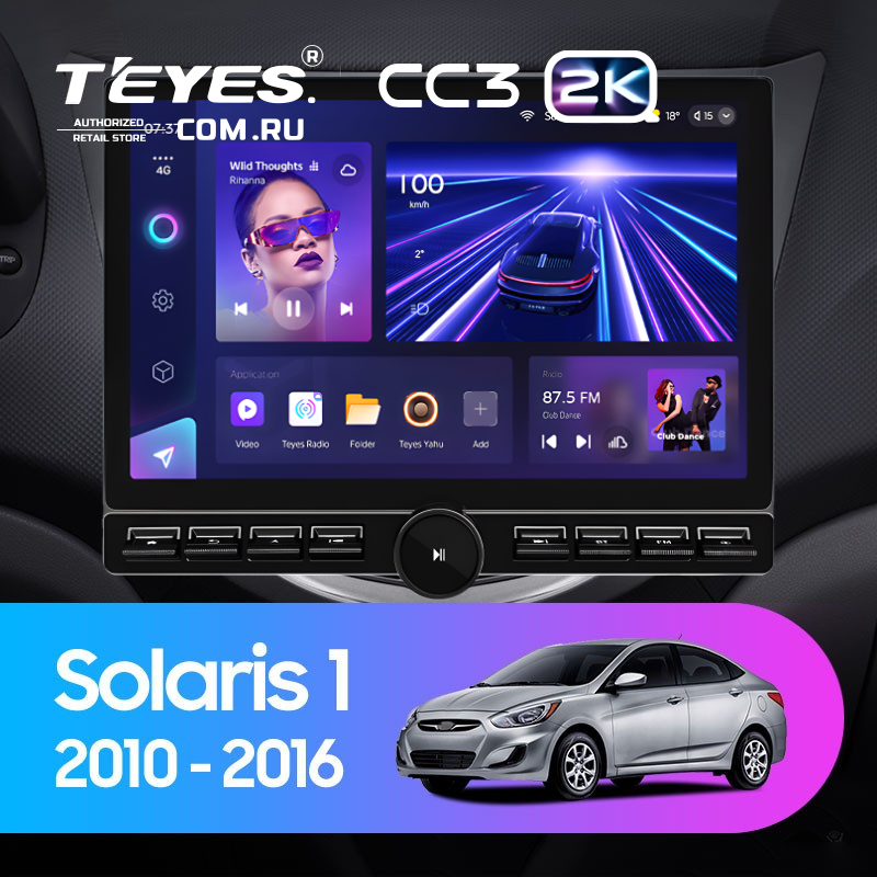 Штатная магнитола Teyes CC3 2K 6/128 Hyundai Solaris 1 (2010-2016) F1 (13" с кнопками)