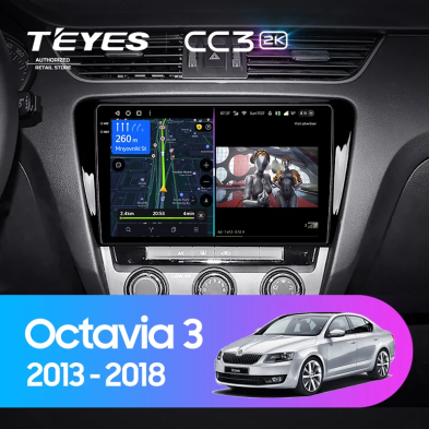 Штатная магнитола Teyes CC3 2K 4/64 Skoda Octavia 3 A7 (2013-2018) Тип-A