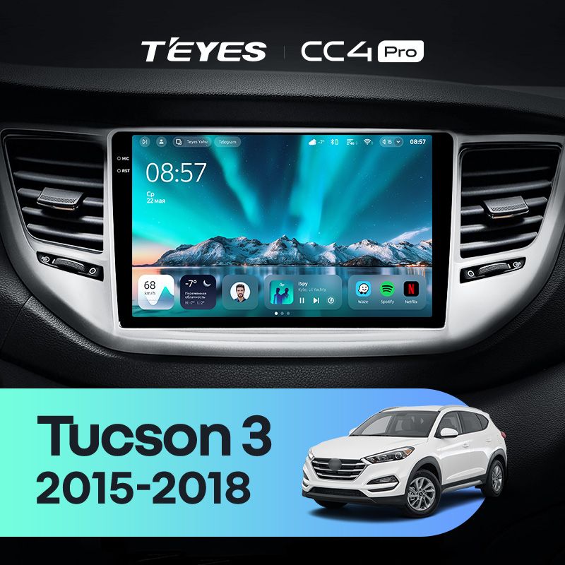 Штатная магнитола Teyes CC4 Pro 8/128 Hyundai Tucson 3 (2015-2018) Тип-A