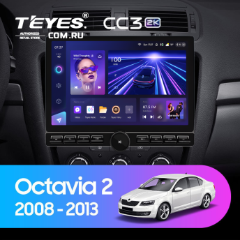 Штатная магнитола Teyes CC3 2K 6/128 Skoda Octavia 2 A5 (2008-2013) (13" с кнопками)