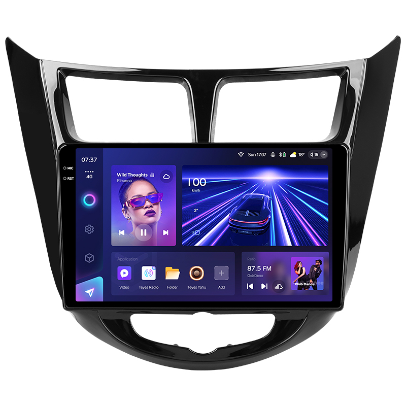 Переходная рамка Hyundai Solaris 1 (2010-2016) (черный глянец) F2 (9")