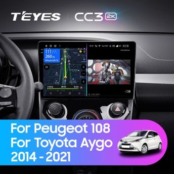 Штатная магнитола Teyes CC3 2K 4/64 Peugeot 108 (2014-2021) F1