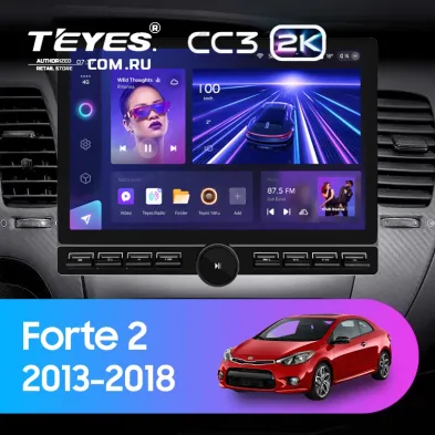 Штатная магнитола Teyes CC3 2K 6/128 Kia Forte 2 (2013-2018) F1 Тип-AB (13" с кнопками)