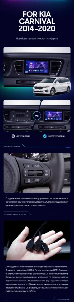 Штатная магнитола Teyes CC3 4/32 Kia Carnival YP (2014-2021) F1 Тип-A