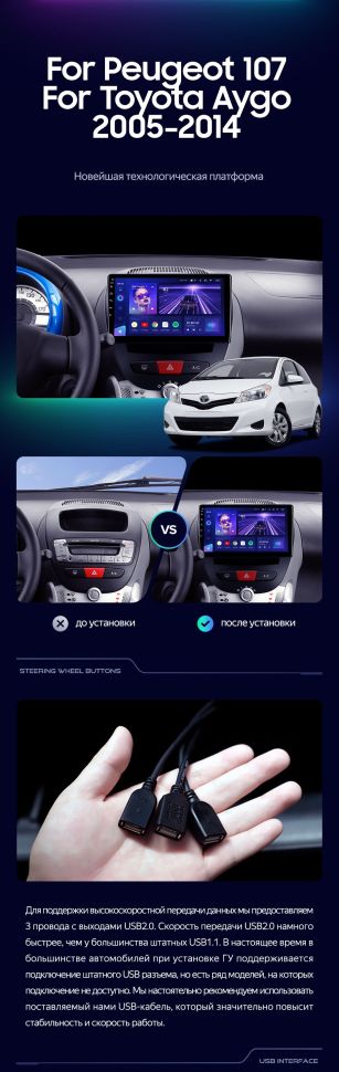 Штатная магнитола Teyes CC3 2K 4/32 Toyota Aygo (2005-2014)
