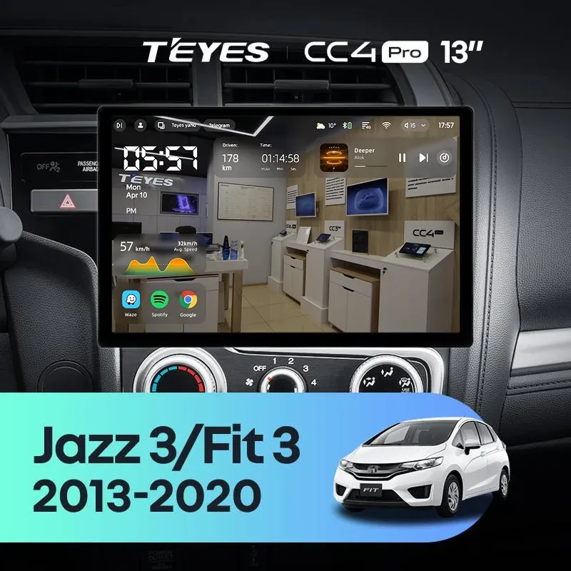 Штатная магнитола Teyes CC4 Pro 12/256 Honda Jazz 3 (2015-2020) Тип-B (13")