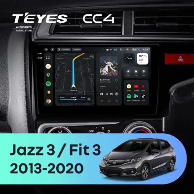 Штатная магнитола Teyes CC4 8/128 Honda Jazz 3 (2015-2020) Тип-B Правый руль