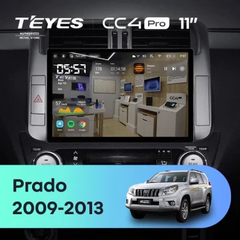 Штатная магнитола Teyes CC4 Pro 8/128 Toyota Land Cruiser Prado 150 (2009-2013) F1 Тип-A (11")