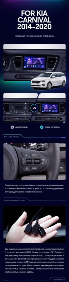 Штатная магнитола Teyes CC3 2K 4/32 Kia Carnival YP (2014-2021) F1 Тип-A